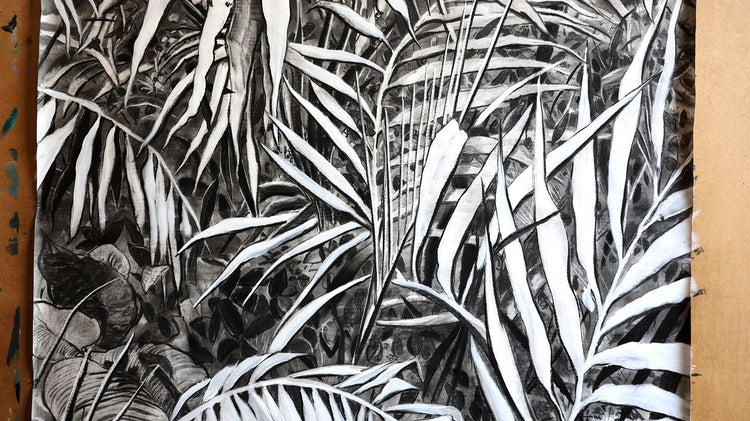 
Deep Jungle by Dominic Virtosu: original work, 151x125cm, charcoal on paper, 2024 (view 3)