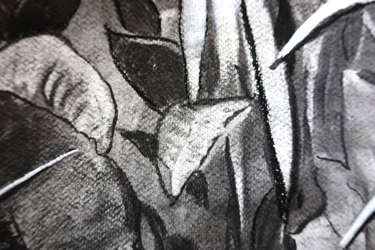
Deep Jungle by Dominic Virtosu: original work, 151x125cm, charcoal on paper, 2024 (view 6)
