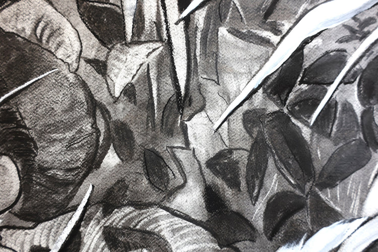 
Deep Jungle by Dominic Virtosu: original work, 151x125cm, charcoal on paper, 2024 (view 7)