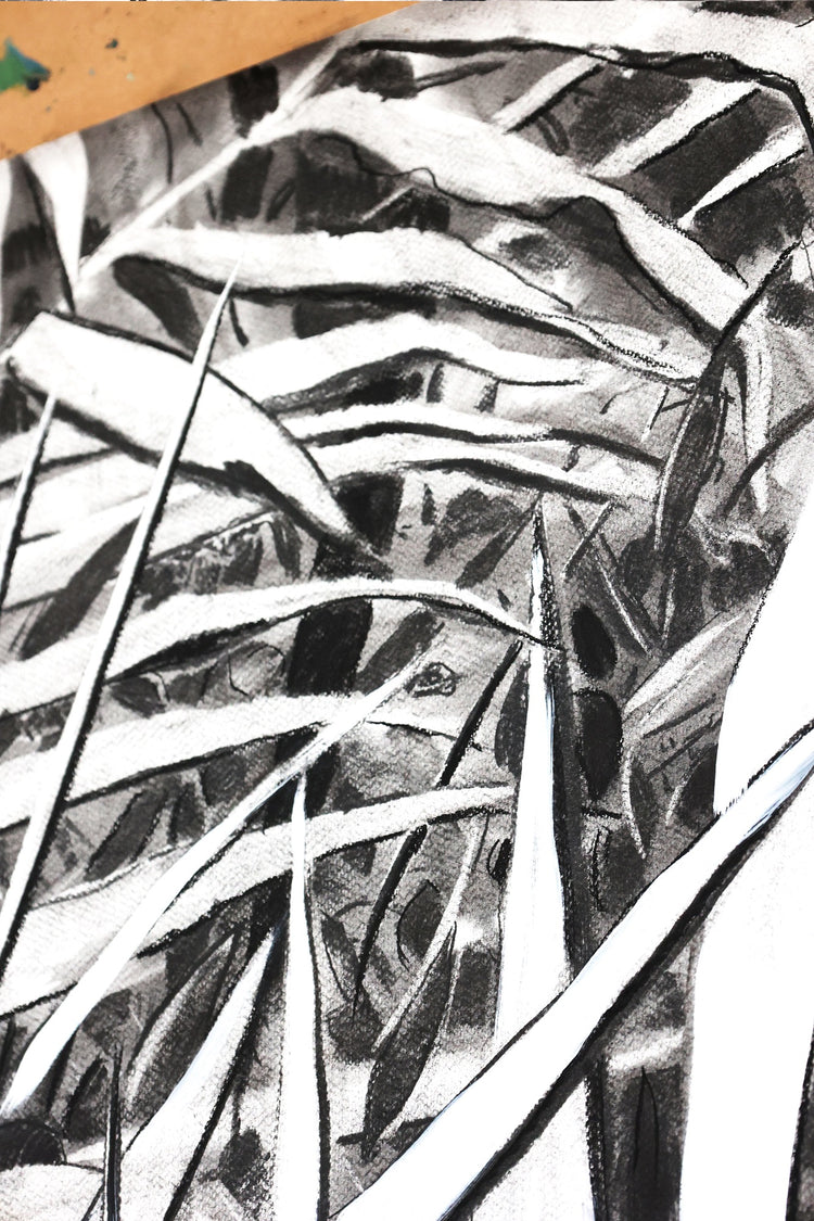 
Deep Jungle by Dominic Virtosu: original work, 151x125cm, charcoal on paper, 2024 (view 12)