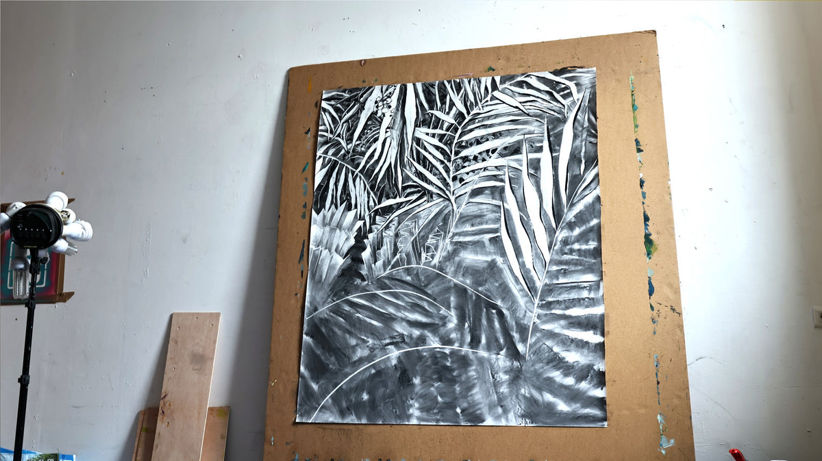 
Deep Jungle by Dominic Virtosu: original work, 151x125cm, charcoal on paper, 2024 (view 2)