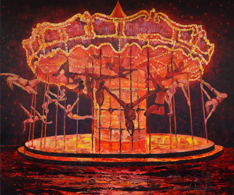 
Survival of the Fittest by Dominic Virtosu: original work, 150x180cm / 59.5x70.8 in, oil on canvas, 2023 (view 3)