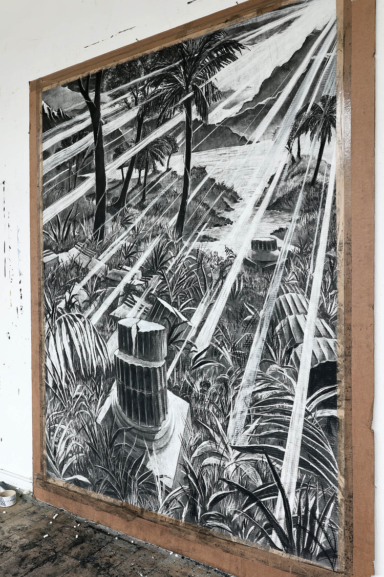 
The Time is Now by Dominic Virtosu: original work, 200x150cm / 78.74x59.06 in, Charcoal on Paper, 2024 (view 2)