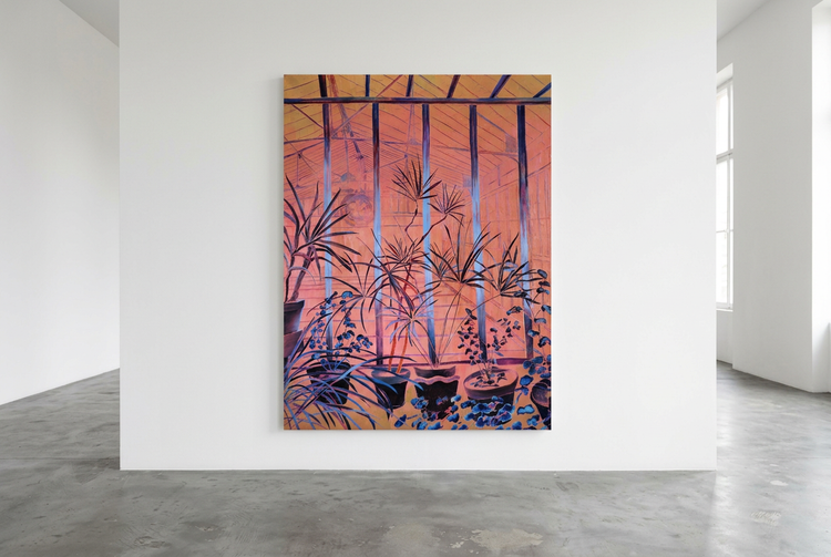 
Chez Rita in a bright contemporary gallery with white walls and a worn grey concrete floor