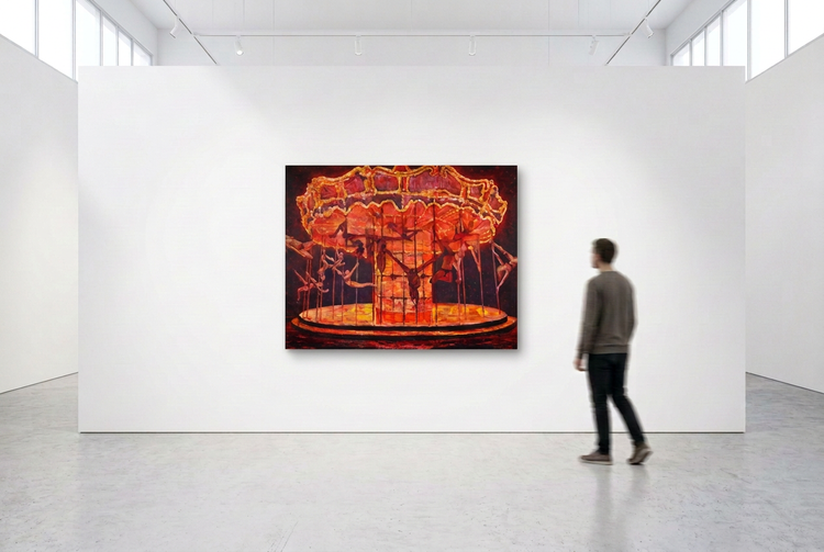 
Survival of the Fittest gallery mockup with the painting reduced by 50%
