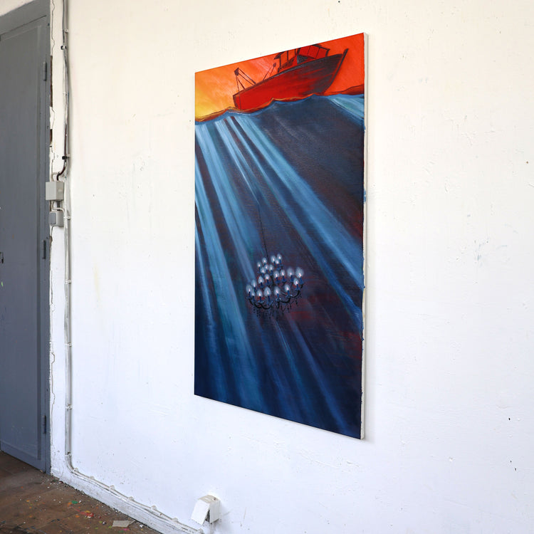 
Fishing for Happiness by Dominic Virtosu: original work, 71.2x122cm, oil on canvas, 2025 (view 4)