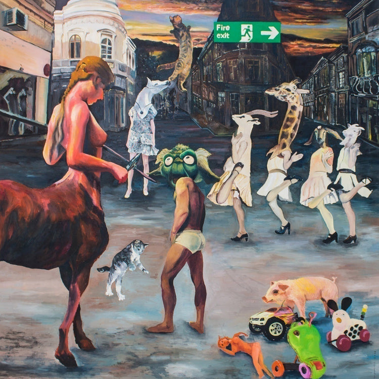 
Amazons, 200x200cm, oil on canvas, 2011 - beautiful and intriguing original contemporary art painting by artist Dominic Virtosu
