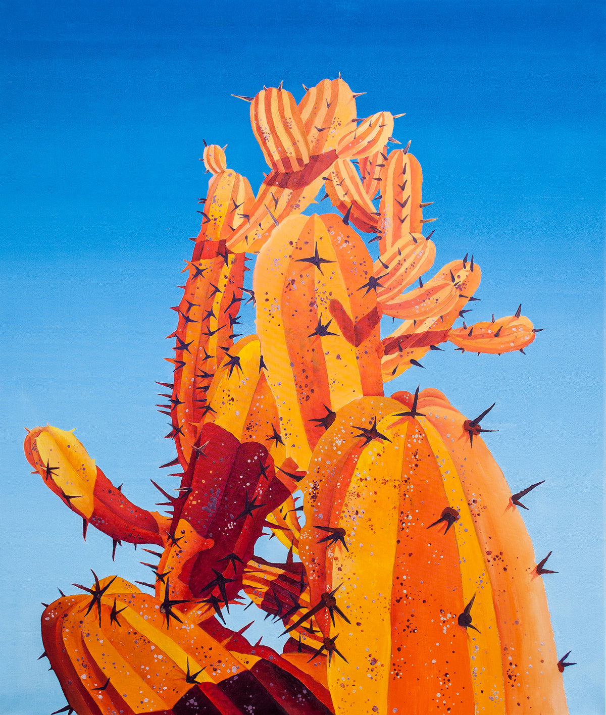 
Big Orange on Blue - beautiful cactus painting made in 2021 by Dominic Virtosu