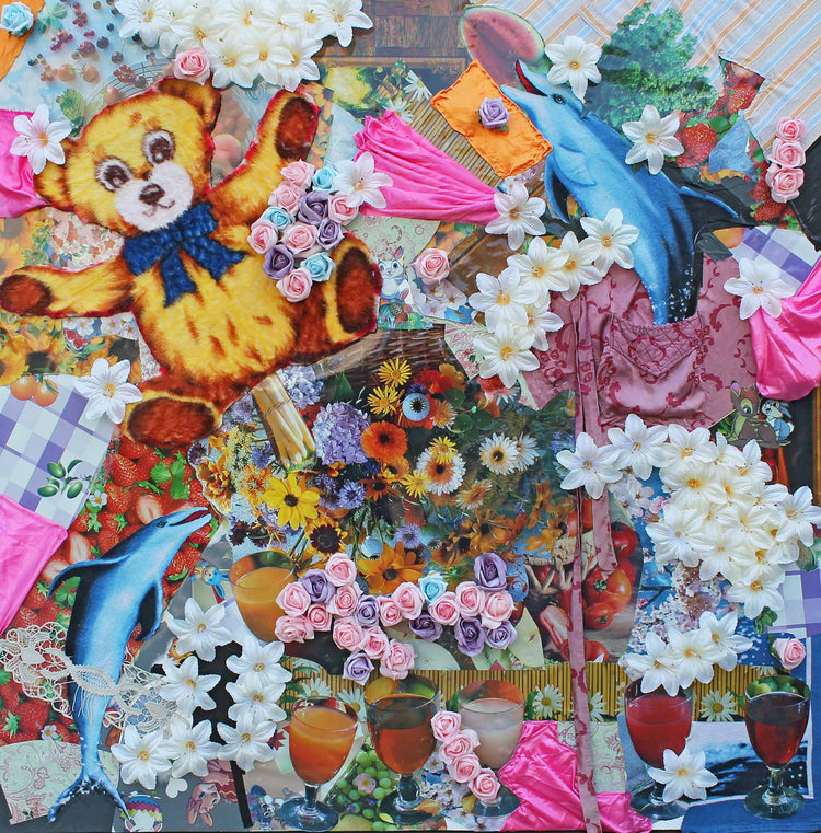
Camaro Bear by Dominic Virtosu: original work, 160x150cm / 62.99x59.05 in, fabric and plastics glued on canvas, 2015