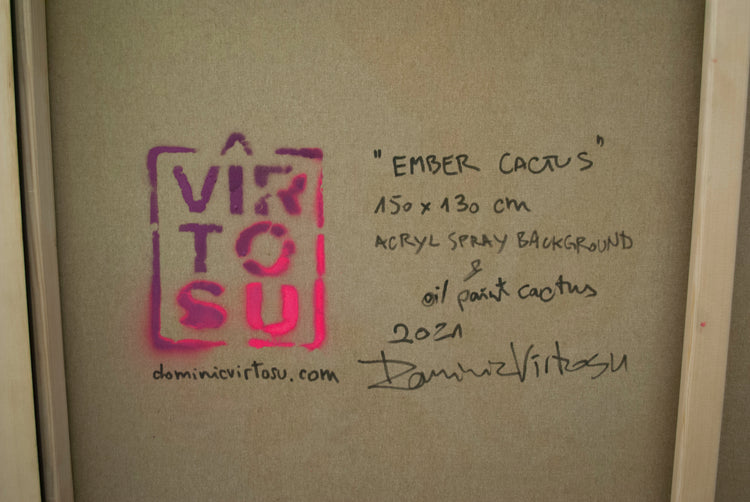
Ember Cactus by Dominic Virtosu: original work, 150x130cm / 59.06x51.18 in, oil and spray paints on canvas, 2021 (view 4)