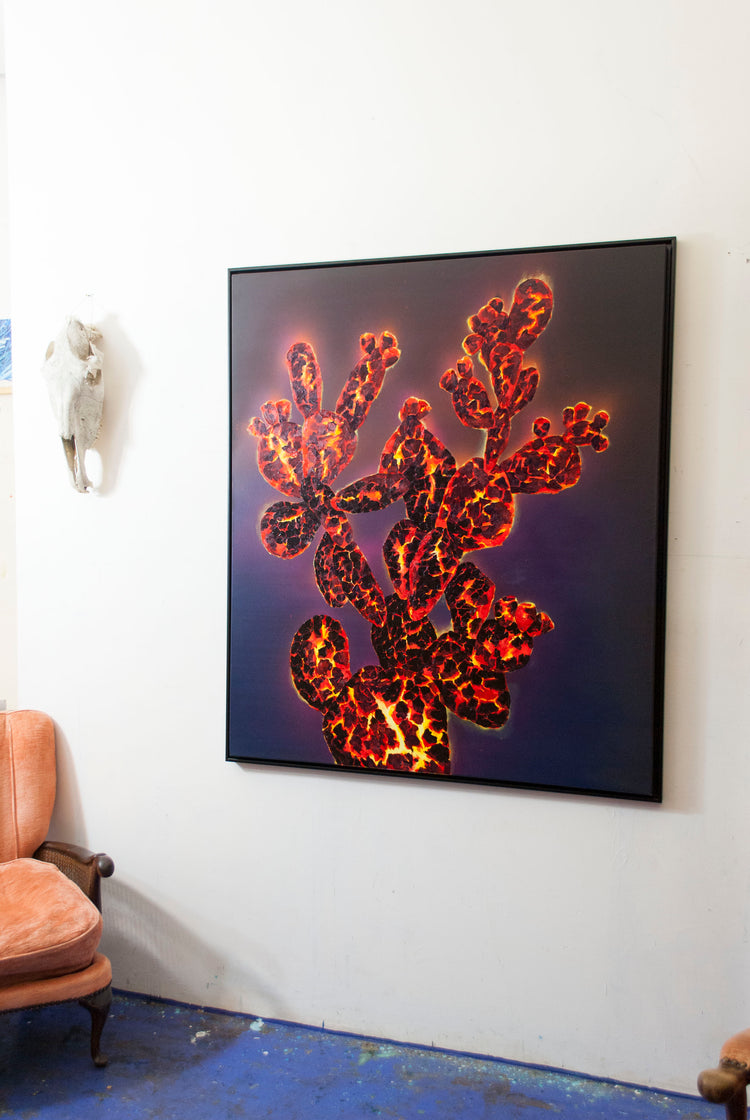 
Ember Cactus by Dominic Virtosu: original work, 150x130cm / 59.06x51.18 in, oil and spray paints on canvas, 2021 (view 7)