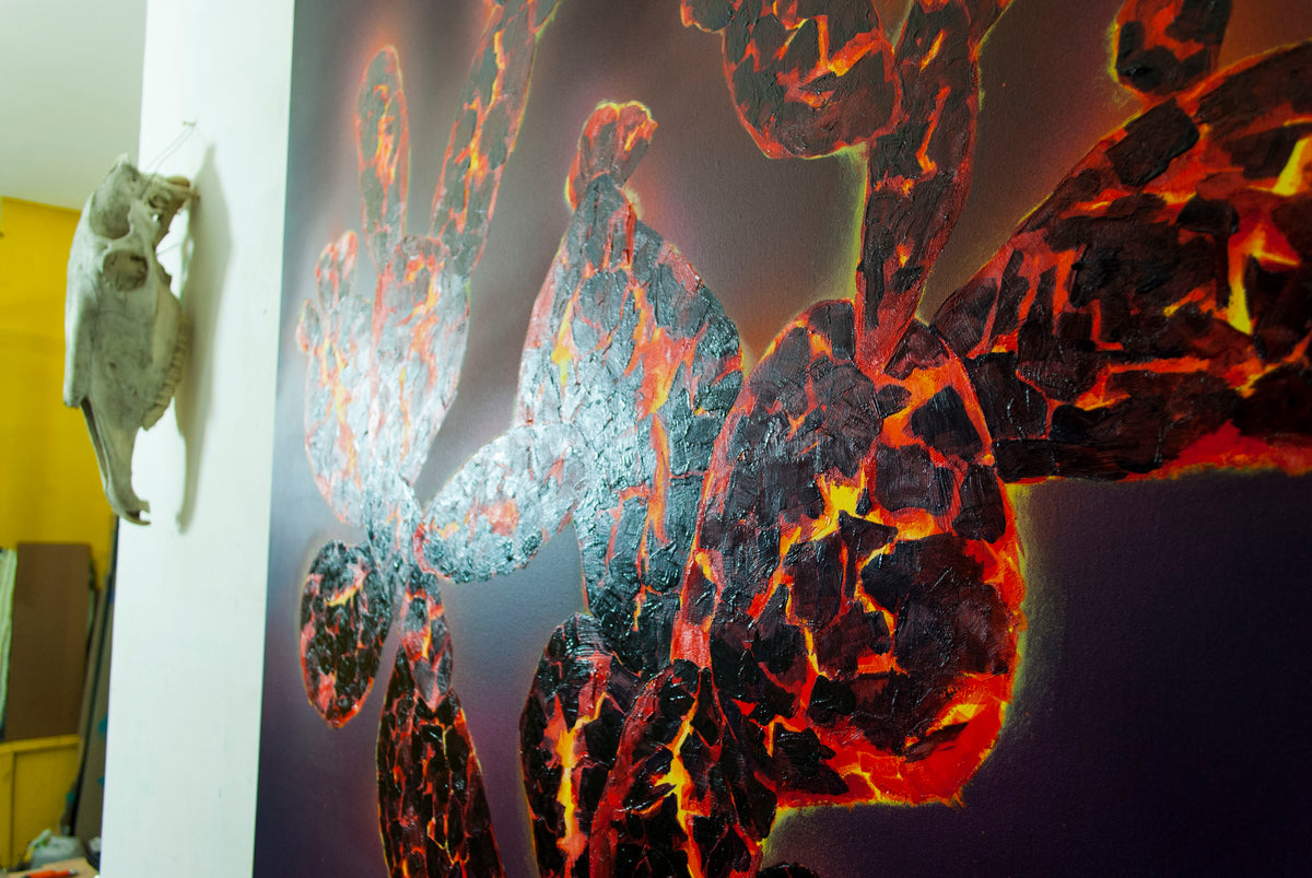 
Ember Cactus by Dominic Virtosu: original work, 150x130cm / 59.06x51.18 in, oil and spray paints on canvas, 2021 (view 14)