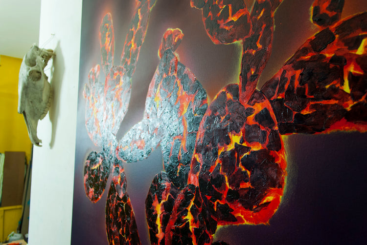 
Ember Cactus by Dominic Virtosu: original work, 150x130cm / 59.06x51.18 in, oil and spray paints on canvas, 2021 (view 14)