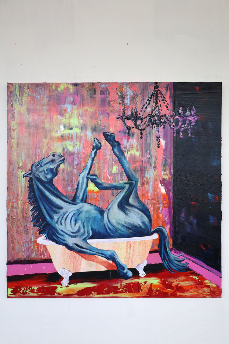 
Dark Blue Prince by Dominic Virtosu: original work, 100x100cm / 39.37x39.37 in, oil on canvas, 2022 (view 2)