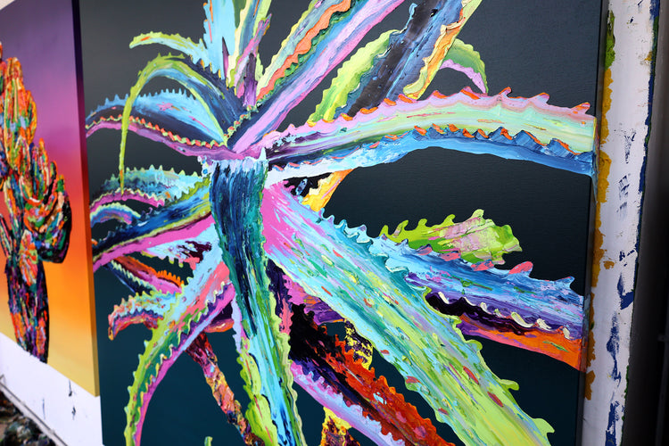 
Electric Aloe by Dominic Virtosu: original work, 180x150cm / 70.8x59.5 in, oil and spray paint on canvas, 2022 (view 4)