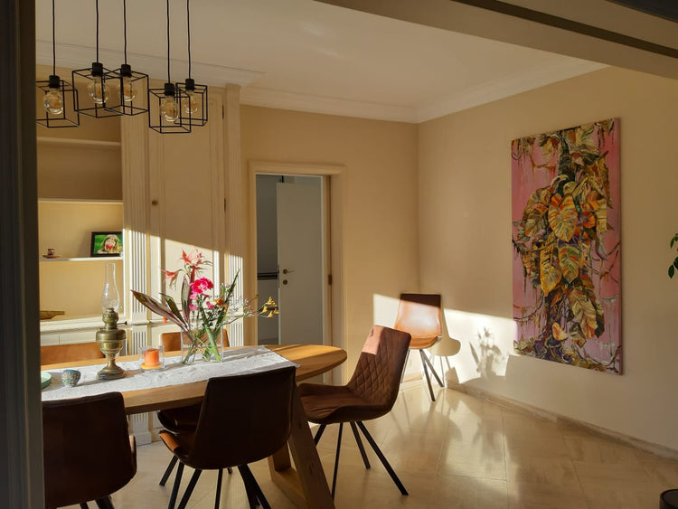 
"Jungle" by Dominic Virtosu in the home of the collector in Brussels, Belgium.