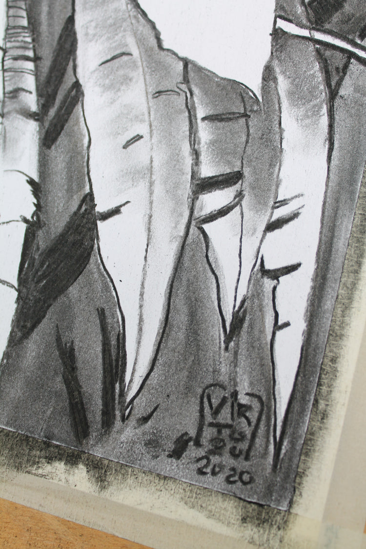 
Thick Jungle by Dominic Virtosu: original work, 70x50cm / 27x19 in, charcoal on paper, 2020 (view 5)