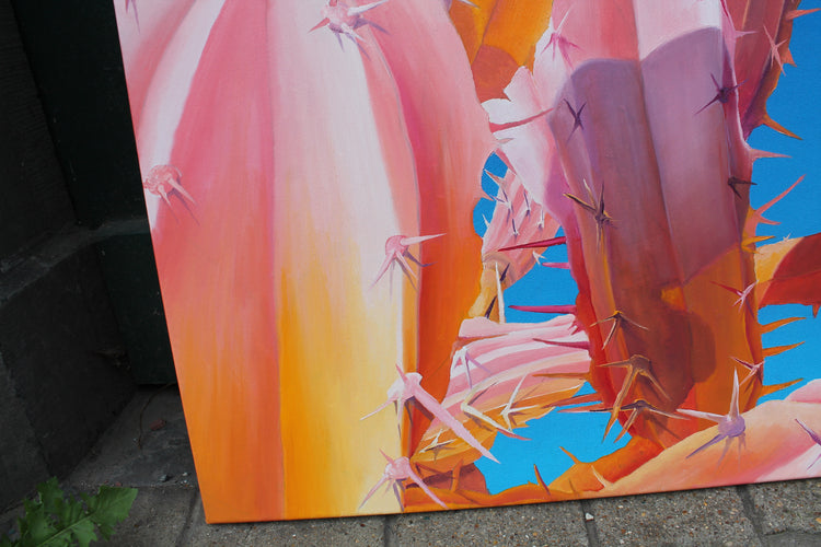 
Warm Soul (Orange on Blue) by Dominic Virtosu: original work, 100x80cm / 39.3x31.4 in, oil and resin glazing on canvas, 2020, private collection (view 4)