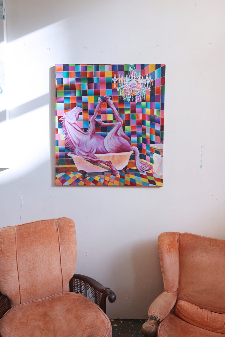 
In the Mood by Dominic Virtosu: original work, 100x90cm / 39.3x35.43 in, oil on canvas, 2022 (view 13)