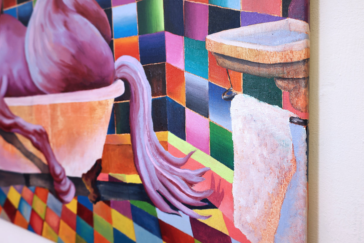 
In the Mood by Dominic Virtosu: original work, 100x90cm / 39.3x35.43 in, oil on canvas, 2022 (view 10)