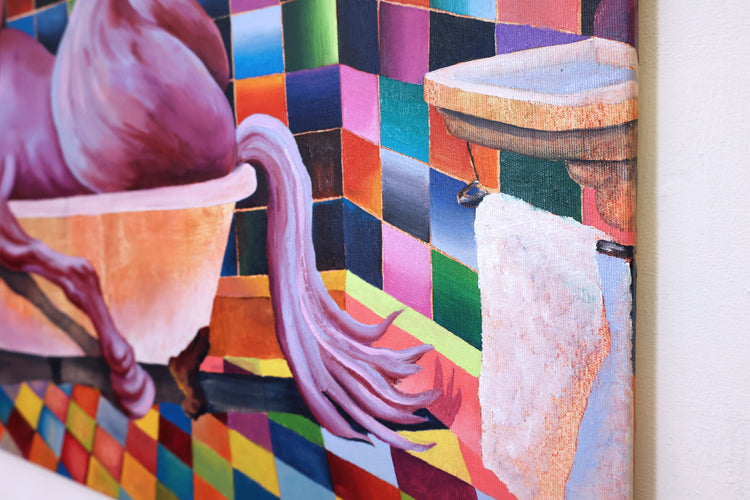 
In the Mood by Dominic Virtosu: original work, 100x90cm / 39.3x35.43 in, oil on canvas, 2022 (view 10)