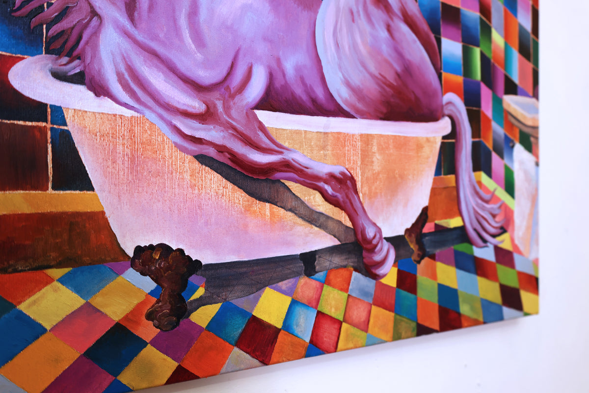 
In the Mood by Dominic Virtosu: original work, 100x90cm / 39.3x35.43 in, oil on canvas, 2022 (view 12)