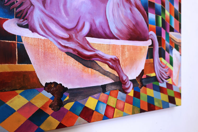 
In the Mood by Dominic Virtosu: original work, 100x90cm / 39.3x35.43 in, oil on canvas, 2022 (view 12)