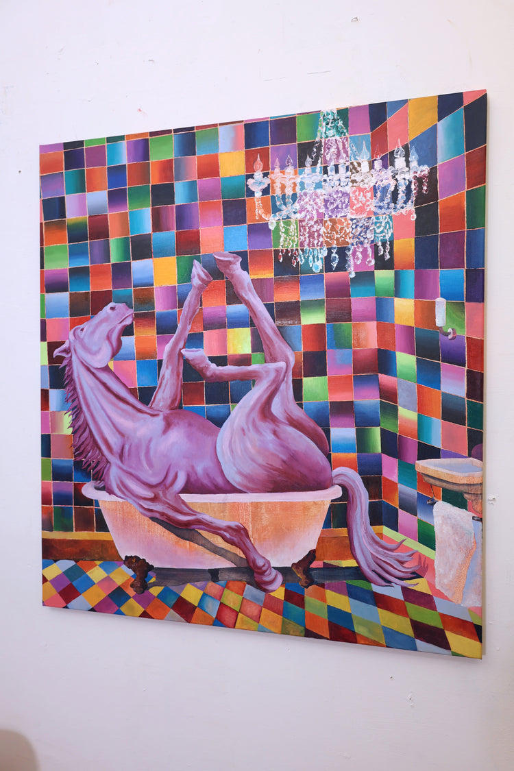 
In the Mood by Dominic Virtosu: original work, 100x90cm / 39.3x35.43 in, oil on canvas, 2022 (view 5)