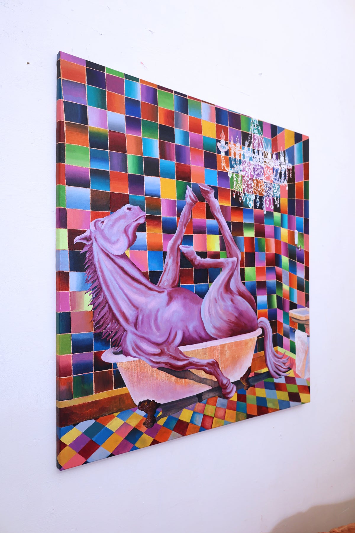 
In the Mood by Dominic Virtosu: original work, 100x90cm / 39.3x35.43 in, oil on canvas, 2022 (view 6)