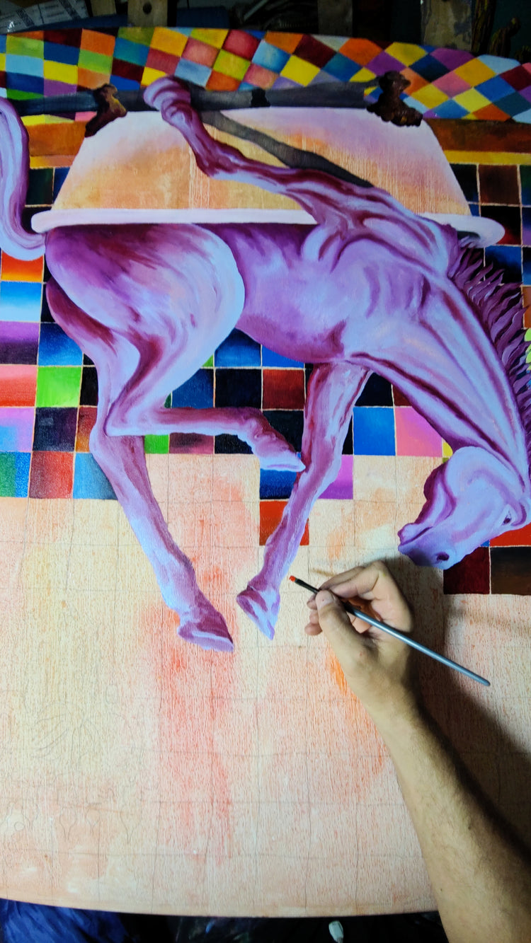 
In the Mood by Dominic Virtosu: original work, 100x90cm / 39.3x35.43 in, oil on canvas, 2022 (view 3)