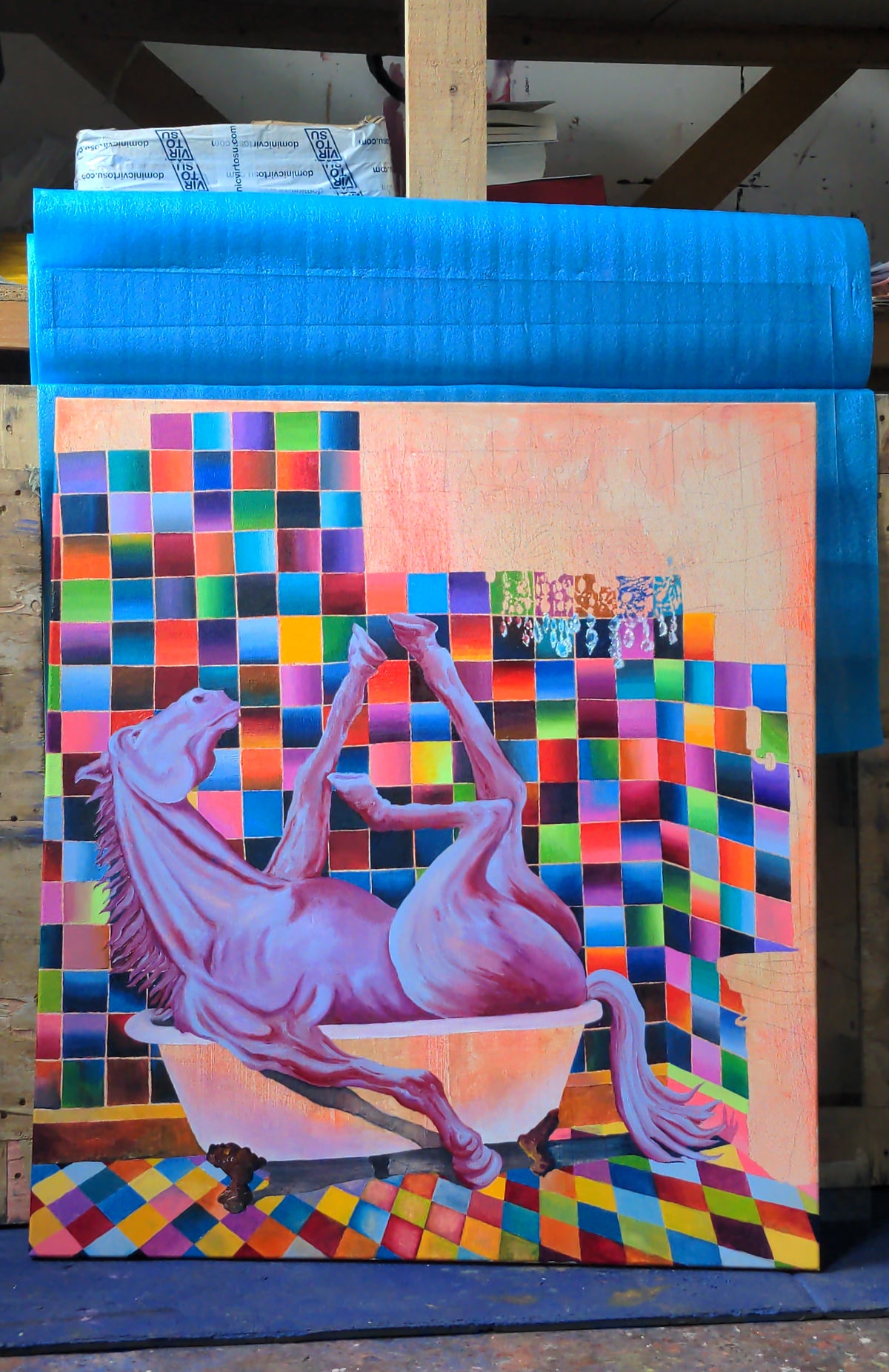 
In the Mood by Dominic Virtosu: original work, 100x90cm / 39.3x35.43 in, oil on canvas, 2022 (view 4)