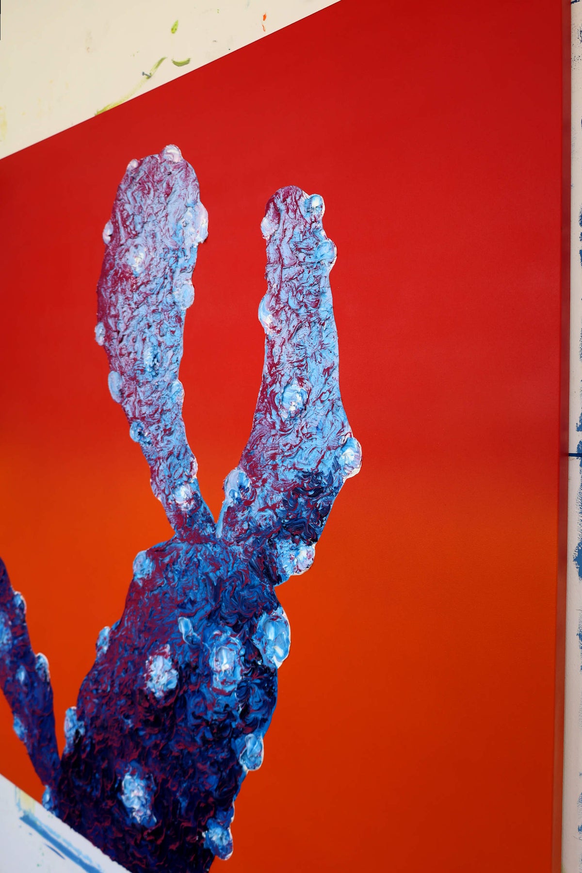 
King Cactus by Dominic Virtosu: original work, 150x130cm / 59.06x51.18 in, oil, spray paint and pigment on canvas, 2022 (view 6)