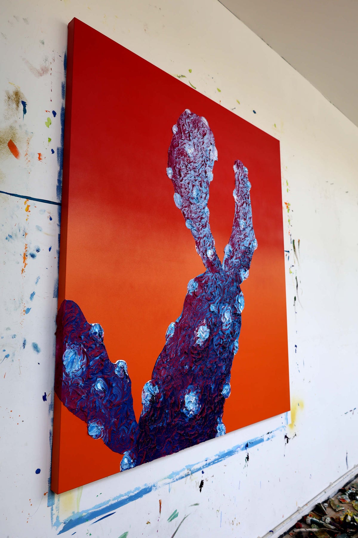 
King Cactus by Dominic Virtosu: original work, 150x130cm / 59.06x51.18 in, oil, spray paint and pigment on canvas, 2022 (view 4)