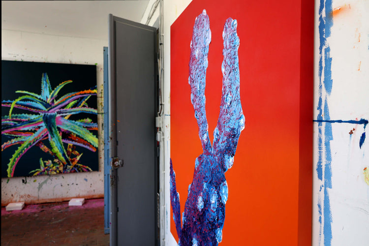 
King Cactus by Dominic Virtosu: original work, 150x130cm / 59.06x51.18 in, oil, spray paint and pigment on canvas, 2022 (view 3)