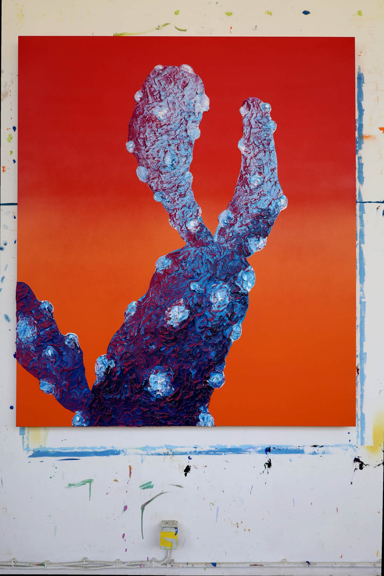 
King Cactus by Dominic Virtosu: original work, 150x130cm / 59.06x51.18 in, oil, spray paint and pigment on canvas, 2022 (view 2)