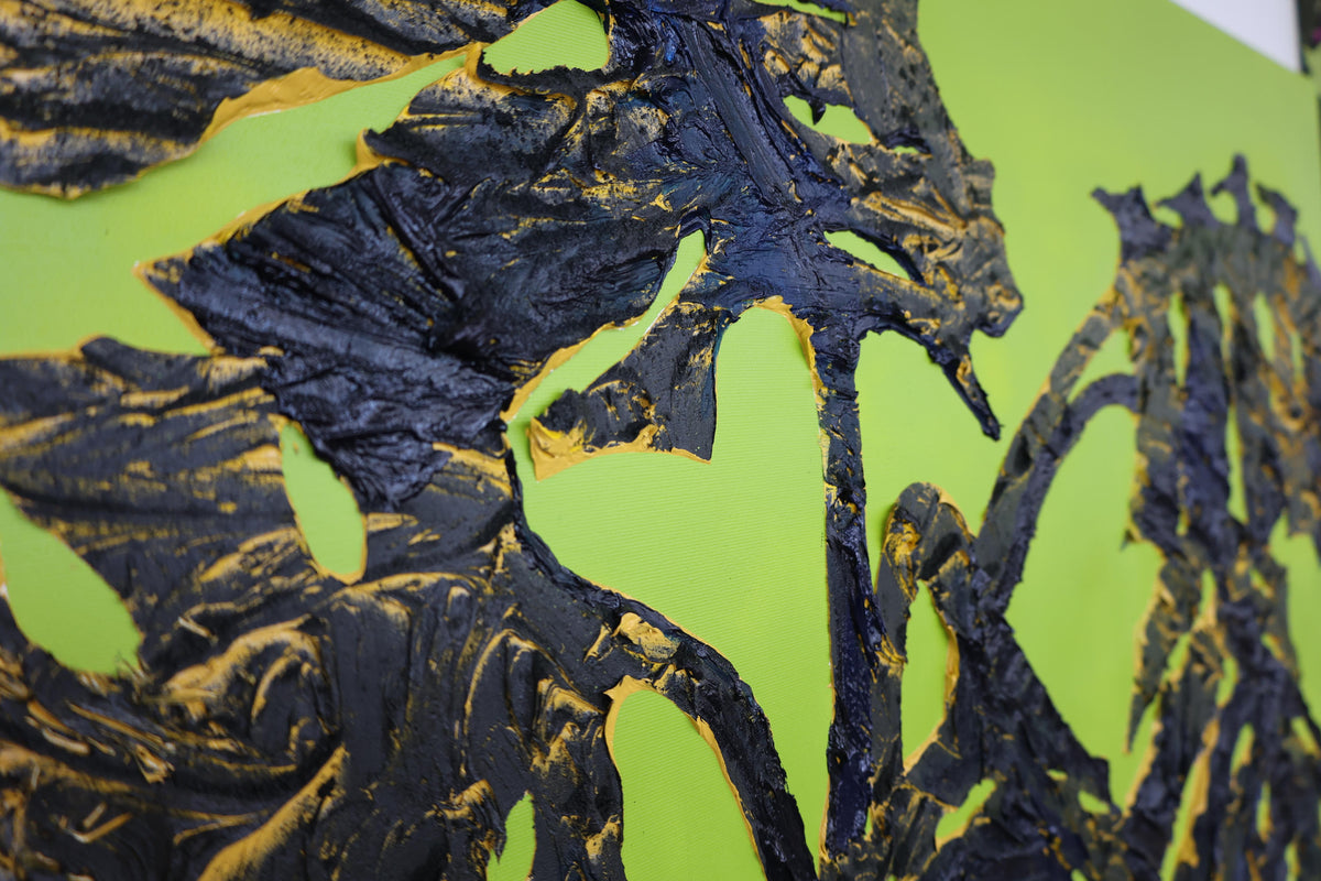 
Monstera on Green by Dominic Virtosu: original work, 130x100cm / 51.18x39.3 in, oil and spray paint on canvas, 2022 (view 6)