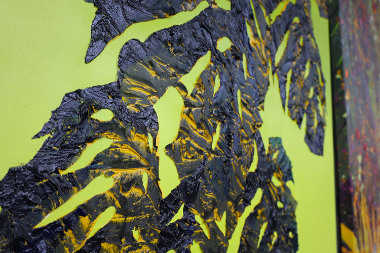 
Monstera on Green by Dominic Virtosu: original work, 130x100cm / 51.18x39.3 in, oil and spray paint on canvas, 2022 (view 3)