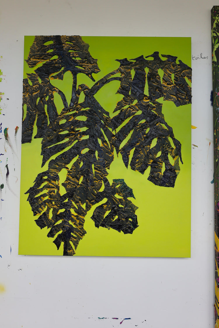 
Monstera on Green by Dominic Virtosu: original work, 130x100cm / 51.18x39.3 in, oil and spray paint on canvas, 2022 (view 9)