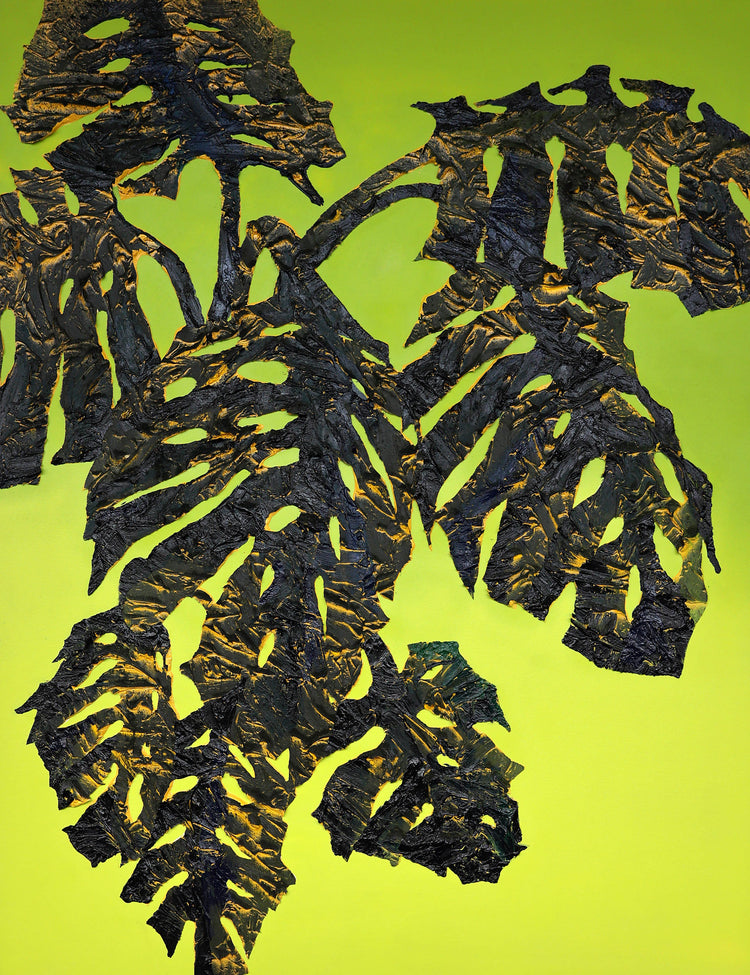 
Monstera on Green by Dominic Virtosu: original work, 130x100cm / 51.18x39.3 in, oil and spray paint on canvas, 2022