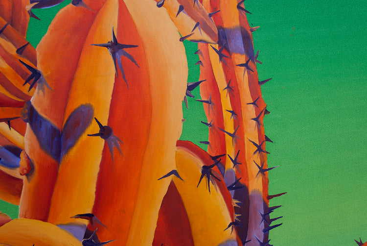 
Orange Beauty on Green - detail of the painting with the green background