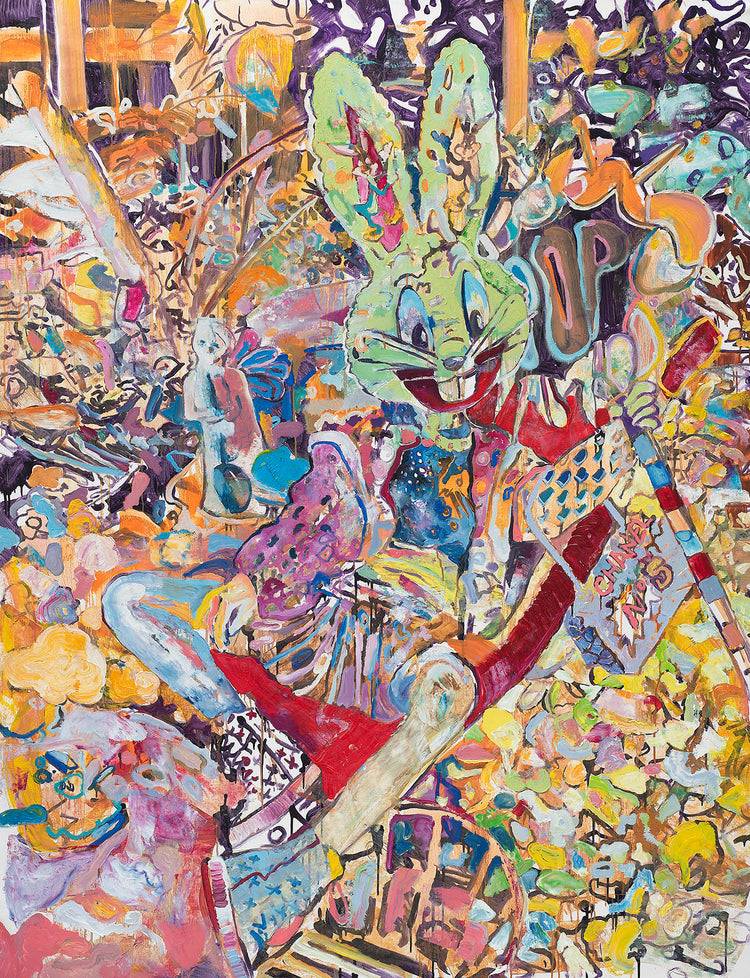 
Pop Bunny by Dominic Virtosu: original work, 200x154cm / 78.7x60.8 in, print and resin on canvas, 2020