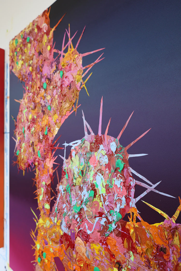 
Spikes of Love by Dominic Virtosu: original work, 150x130cm / 59.06x51.18 in, oil and spray paints on canvas, 2022 (view 14)