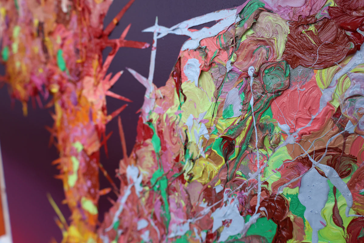 
Spikes of Love by Dominic Virtosu: original work, 150x130cm / 59.06x51.18 in, oil and spray paints on canvas, 2022 (view 13)