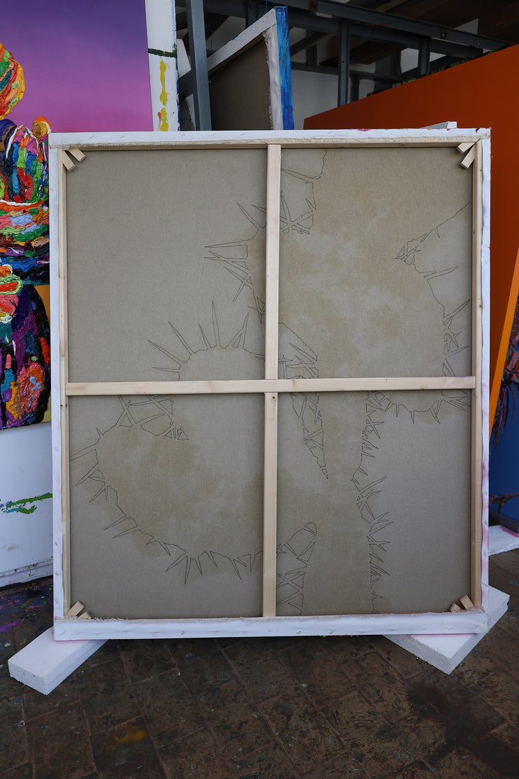 
Spikes of Love by Dominic Virtosu: original work, 150x130cm / 59.06x51.18 in, oil and spray paints on canvas, 2022 (view 9)