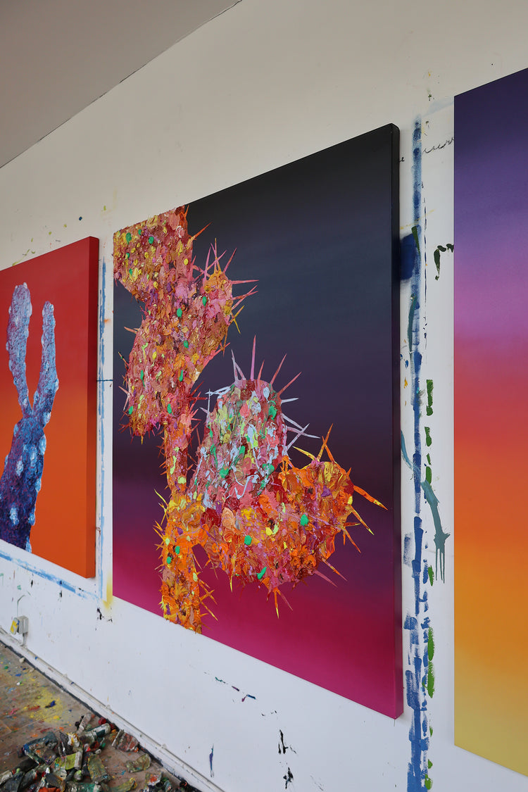 
Spikes of Love by Dominic Virtosu: original work, 150x130cm / 59.06x51.18 in, oil and spray paints on canvas, 2022 (view 5)