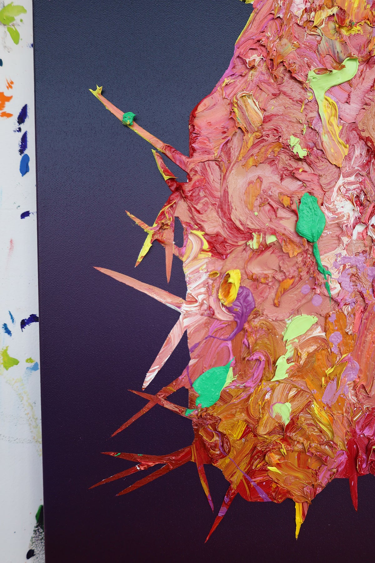 
Spikes of Love by Dominic Virtosu: original work, 150x130cm / 59.06x51.18 in, oil and spray paints on canvas, 2022 (view 4)