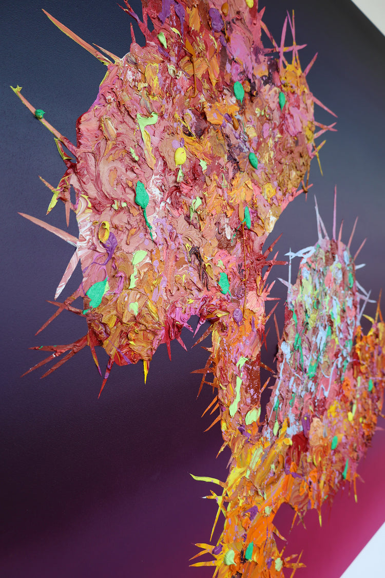 
Spikes of Love by Dominic Virtosu: original work, 150x130cm / 59.06x51.18 in, oil and spray paints on canvas, 2022 (view 3)