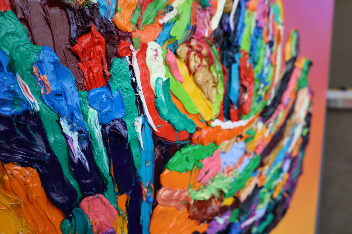 
Sunset Colour by Dominic Virtosu: original work, 150x130cm / 59.06x51.18 in, oil and spray paints on canvas, 2022 (view 8)