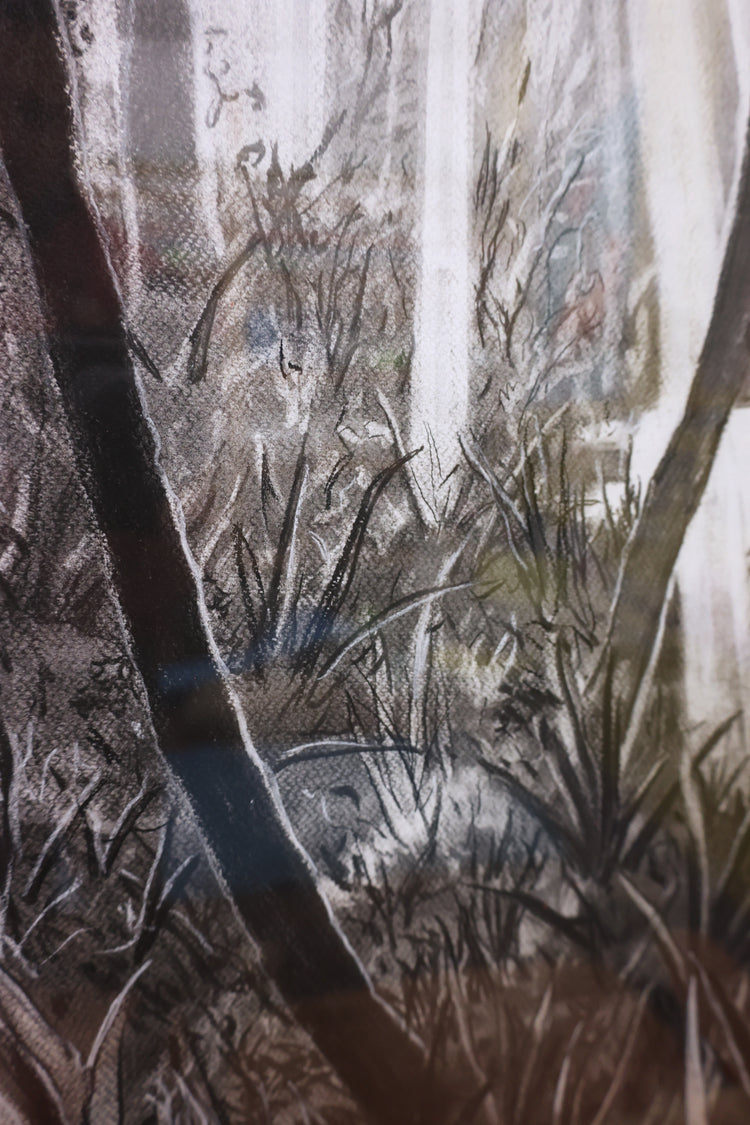 
Tropical Dream by Dominic Virtosu: original work, 115x95cm / 45.2x37.4 in, charcoal on paper, 2022, framed under glass (view 16)