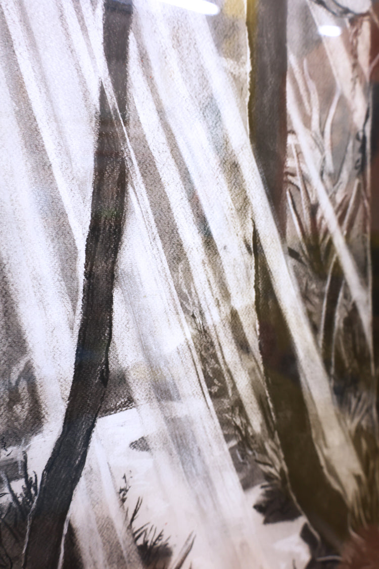 
Tropical Dream by Dominic Virtosu: original work, 115x95cm / 45.2x37.4 in, charcoal on paper, 2022, framed under glass (view 15)